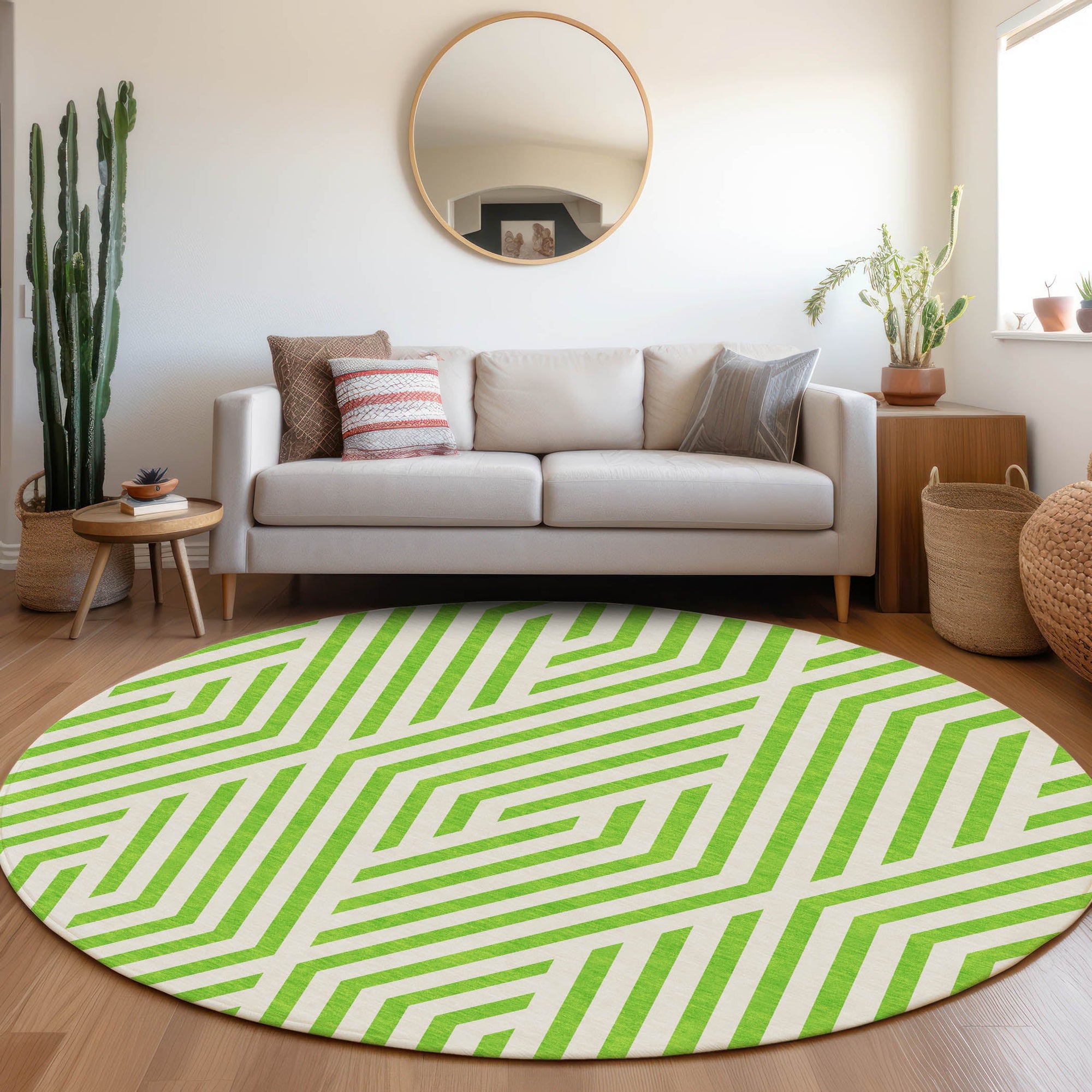 Addison Rugs Geometric Green Washable Indoor-Outdoor Rug