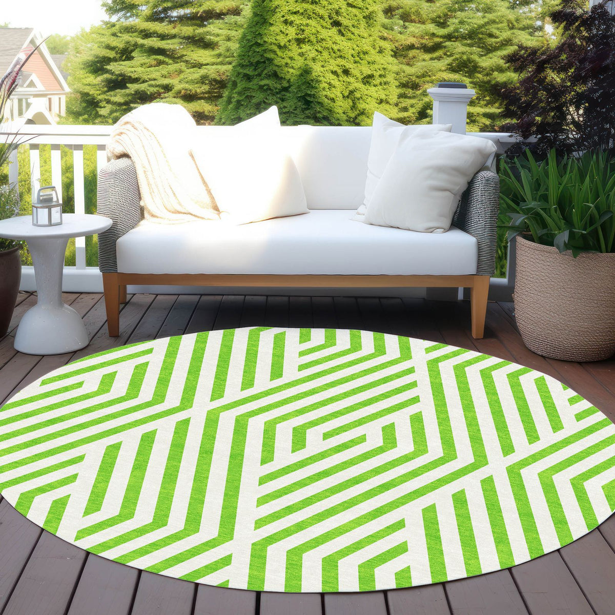 Addison Rugs Geometric Green Washable Indoor-Outdoor Rug