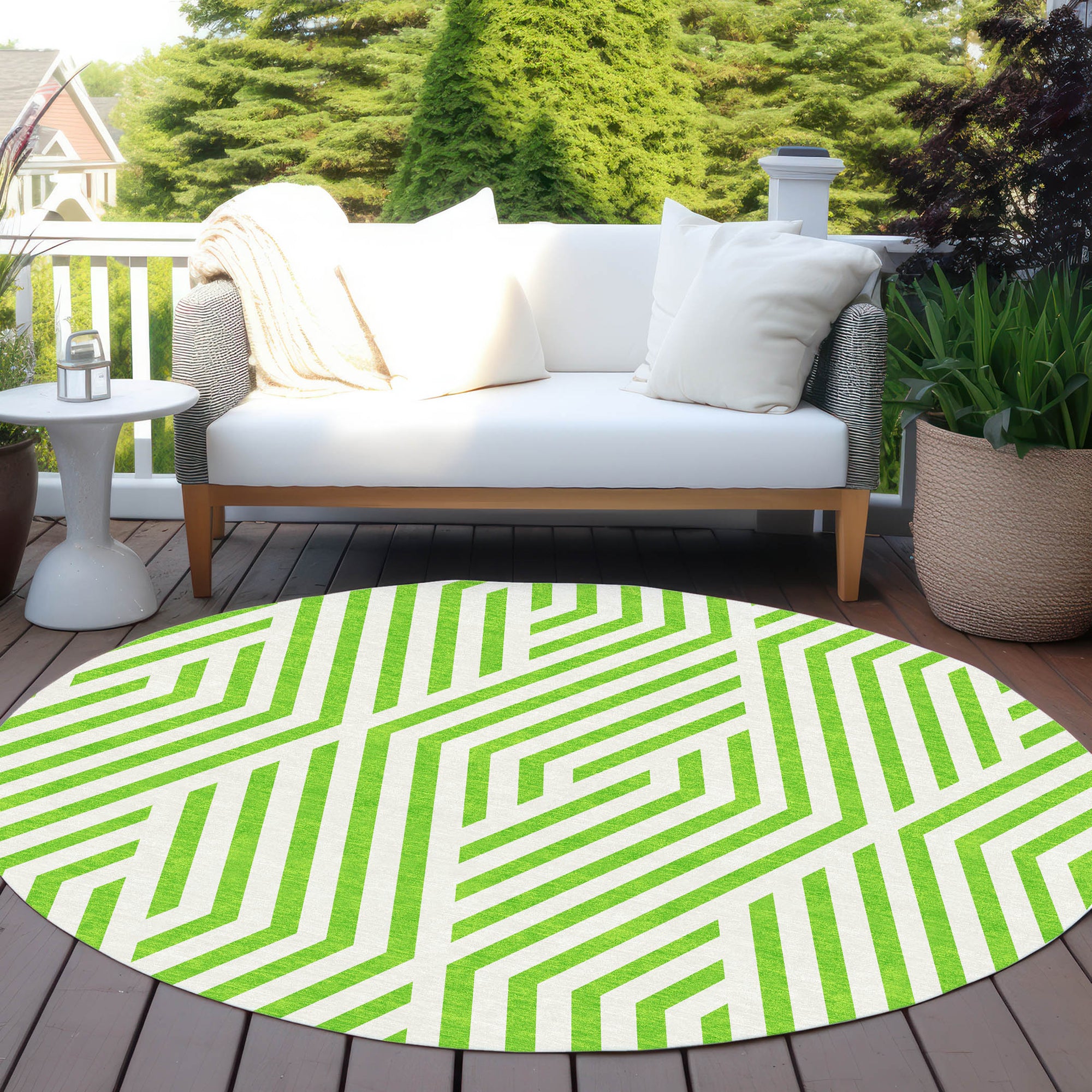 Addison Rugs Geometric Green Washable Indoor-Outdoor Rug