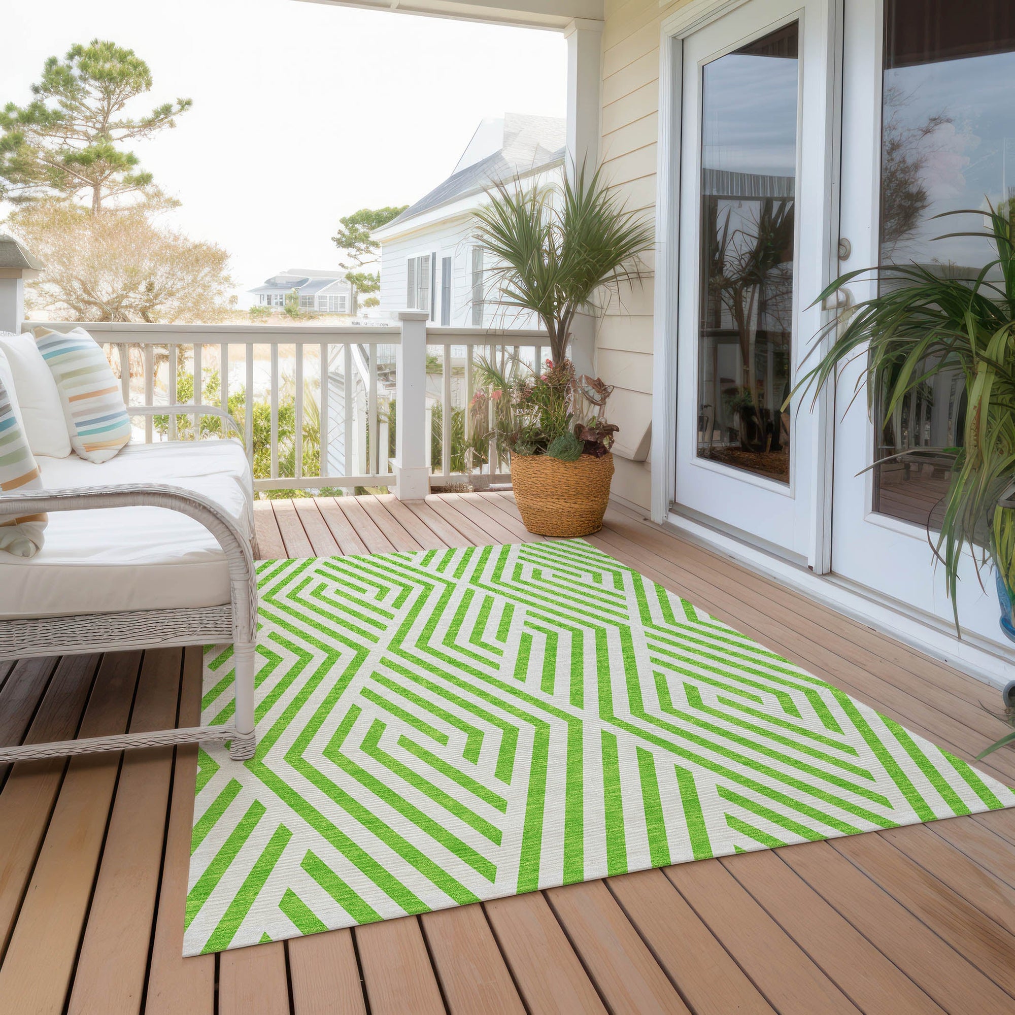 Addison Rugs Geometric Green Washable Indoor-Outdoor Rug