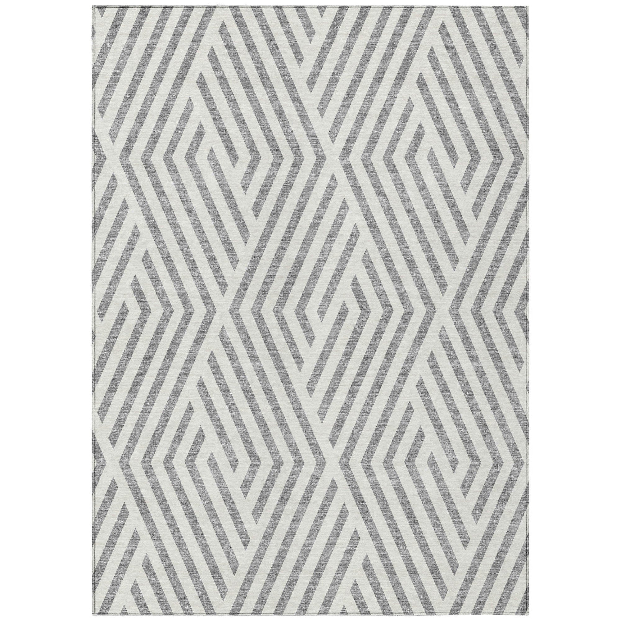 Addison Rugs Geometric Grey Washable Indoor-Outdoor Rug