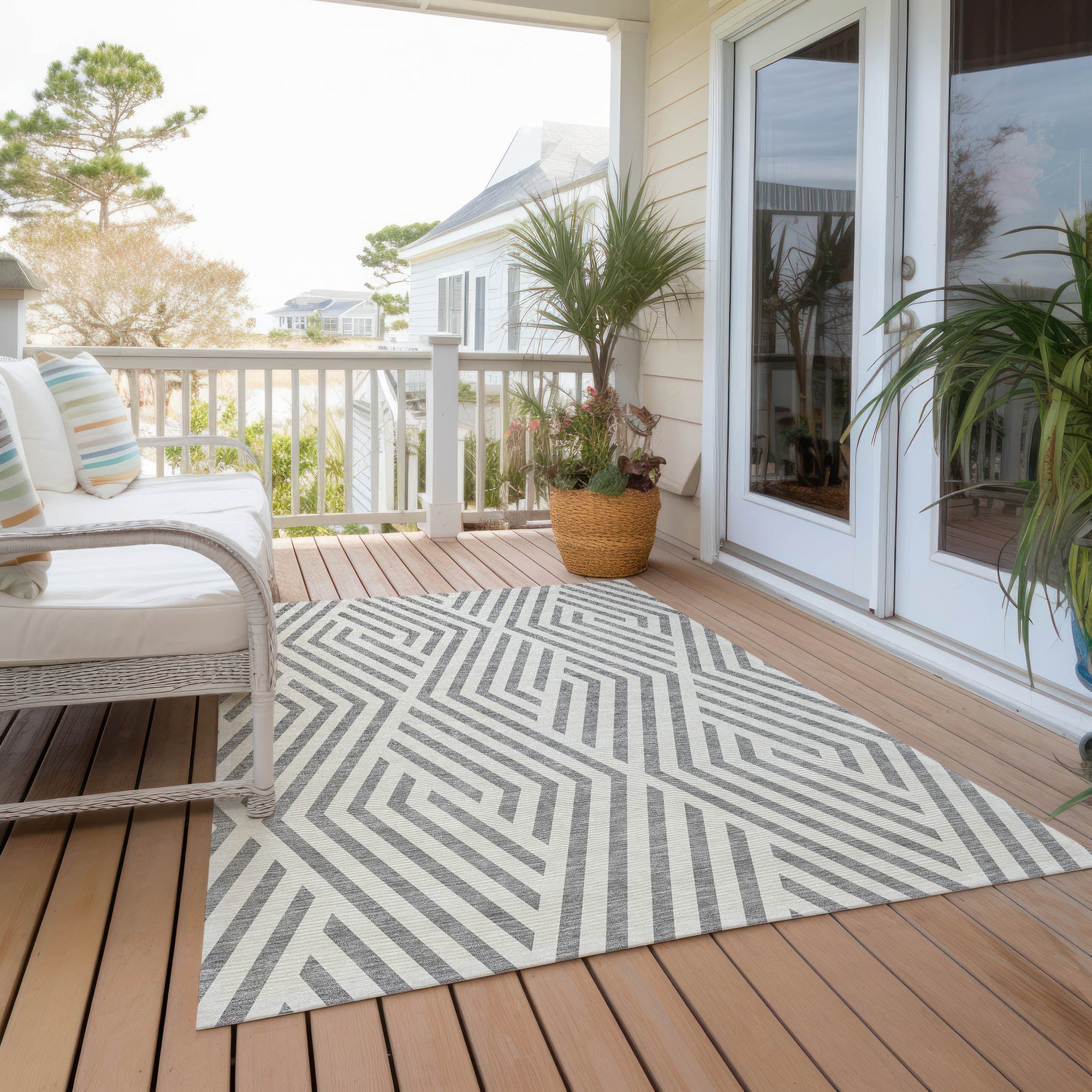 Addison Rugs Geometric Grey Washable Indoor-Outdoor Rug