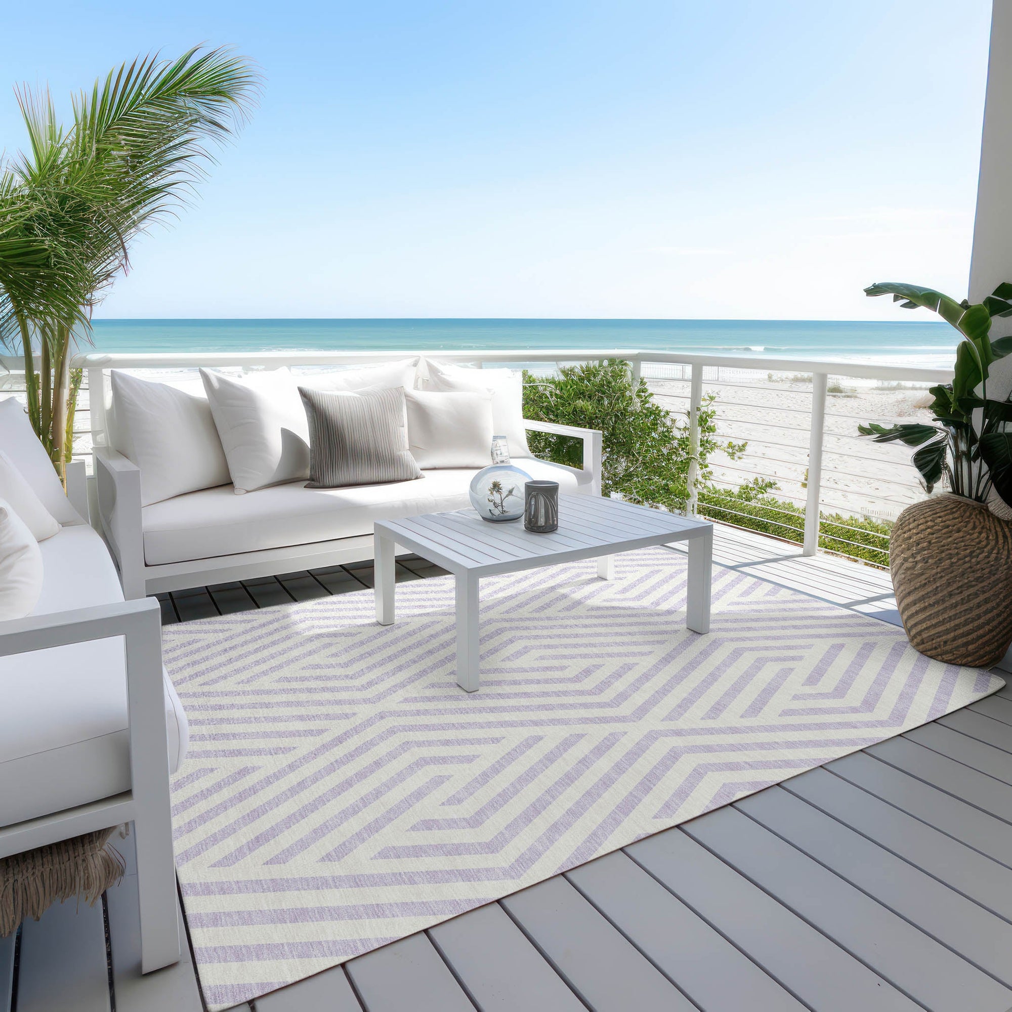 Addison Rugs Geometric Lavender Washable Indoor-Outdoor Rug