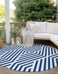 Addison Rugs Geometric Navy Washable Indoor-Outdoor Rug