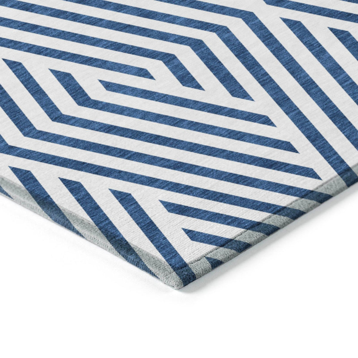 Addison Rugs Geometric Navy Washable Indoor-Outdoor Rug