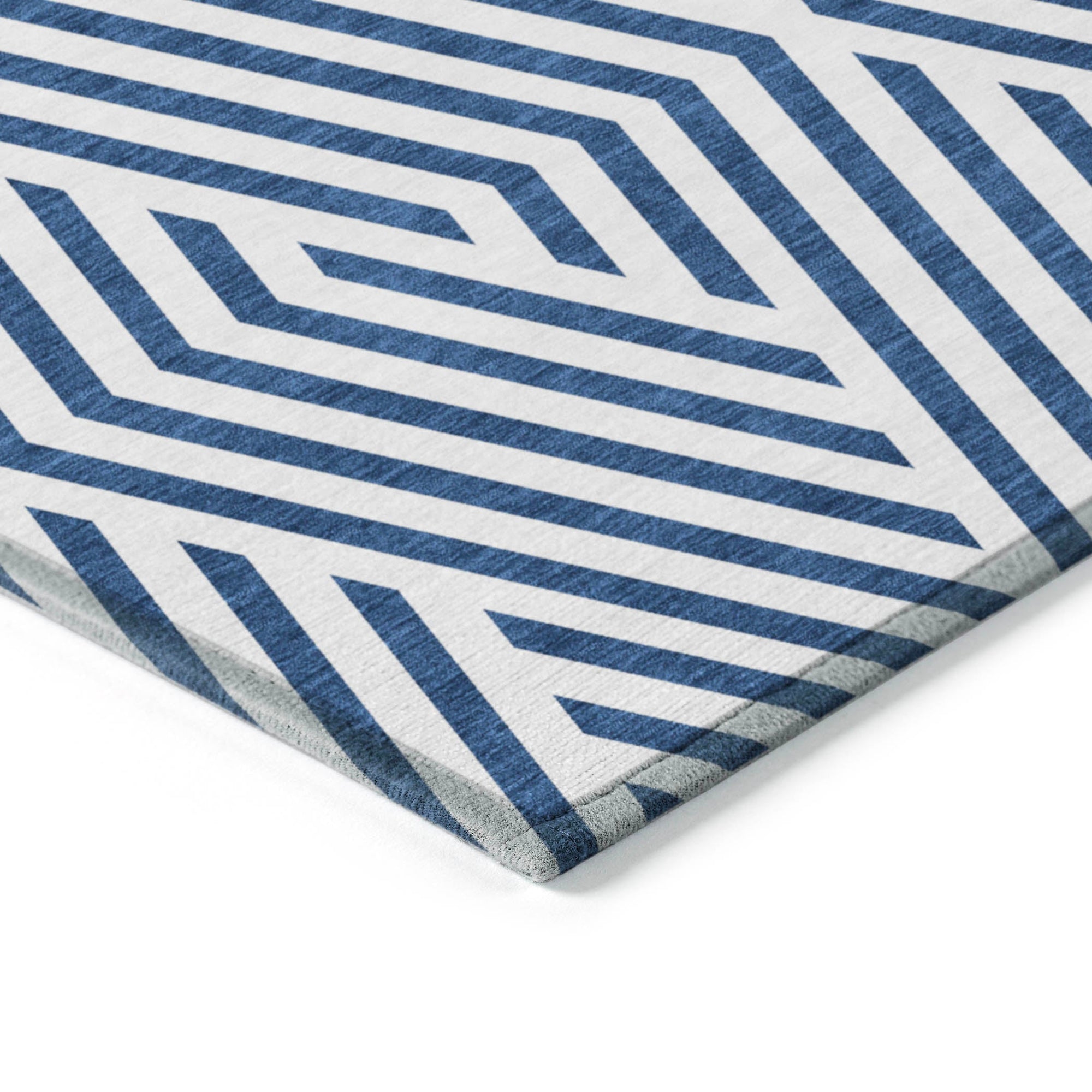 Addison Rugs Geometric Navy Washable Indoor-Outdoor Rug