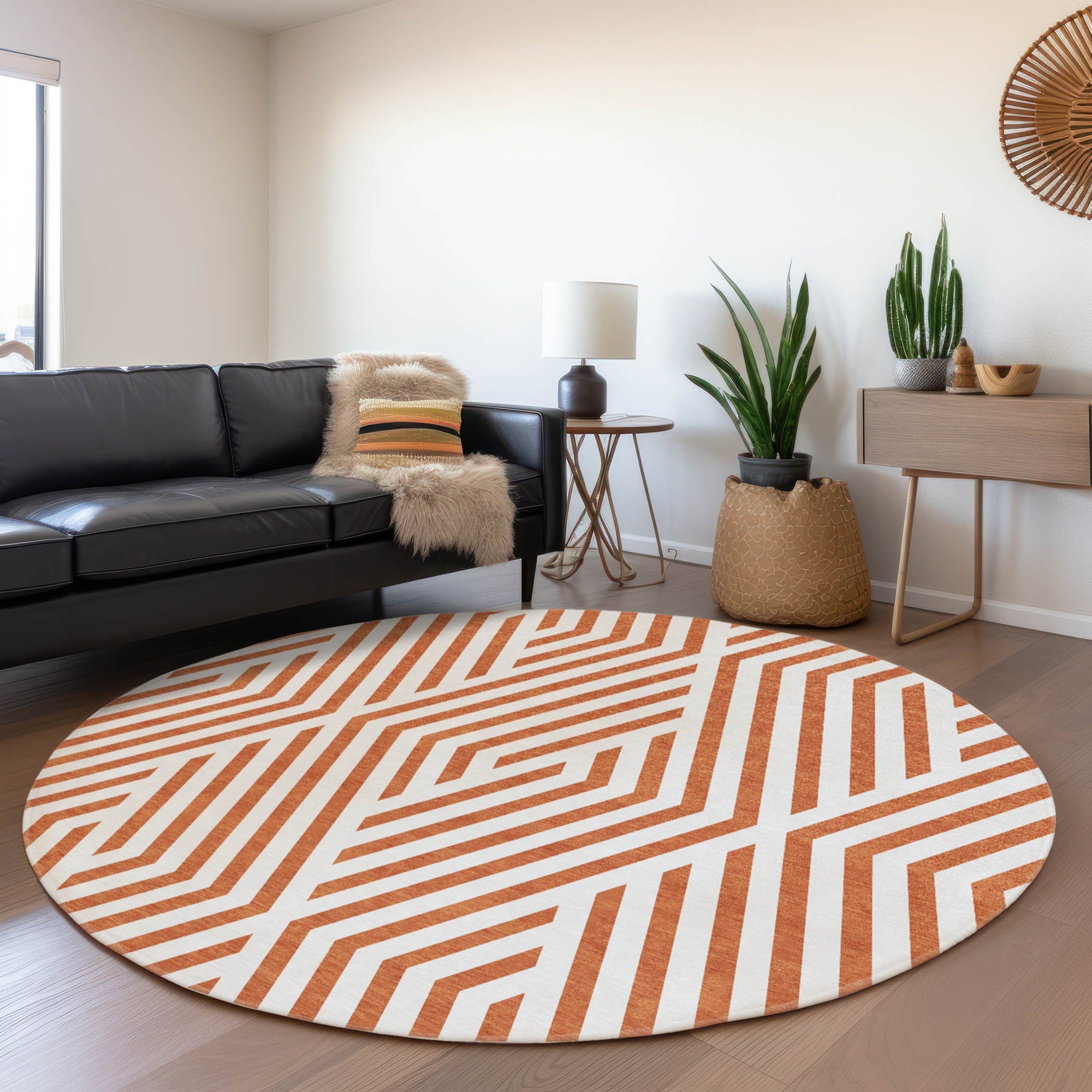 Addison Rugs Geometric Orange Washable Indoor-Outdoor Rug