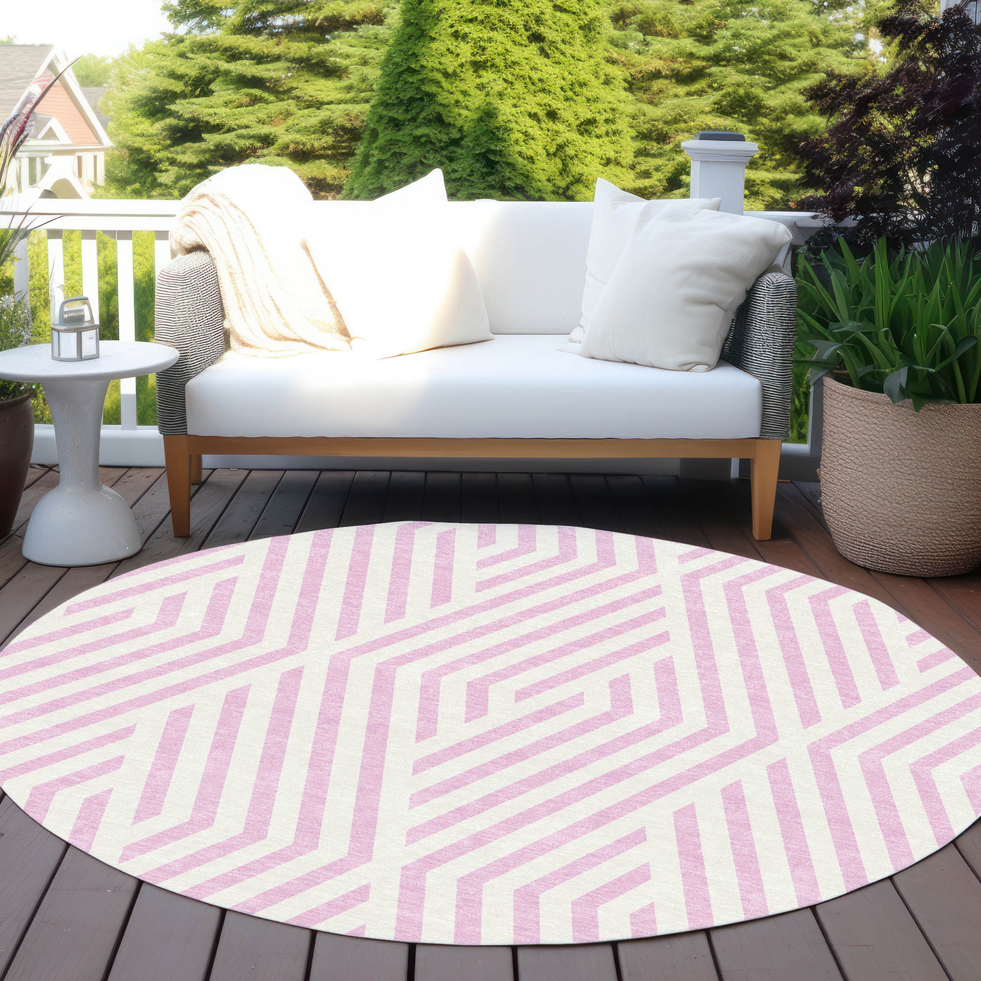 Addison Rugs Geometric Pink Washable Indoor-Outdoor Rug