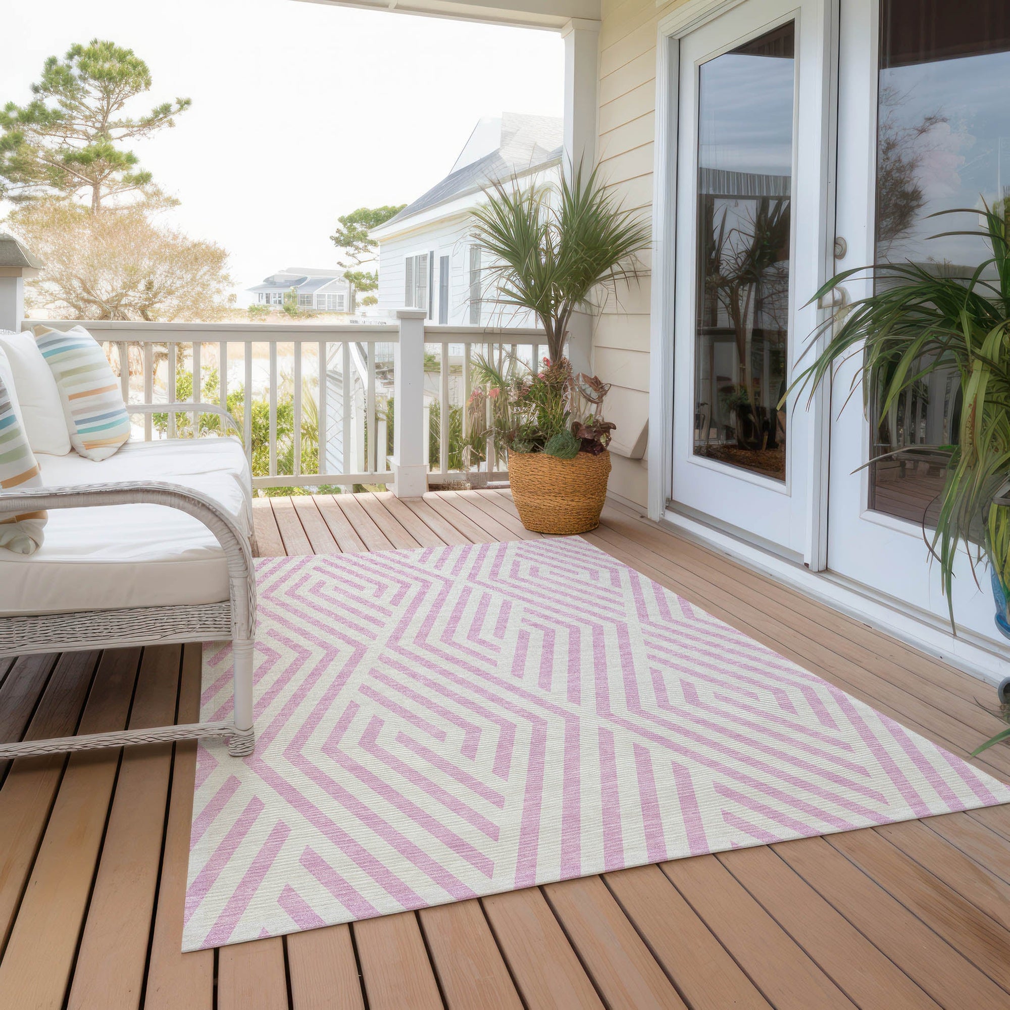 Addison Rugs Geometric Pink Washable Indoor-Outdoor Rug