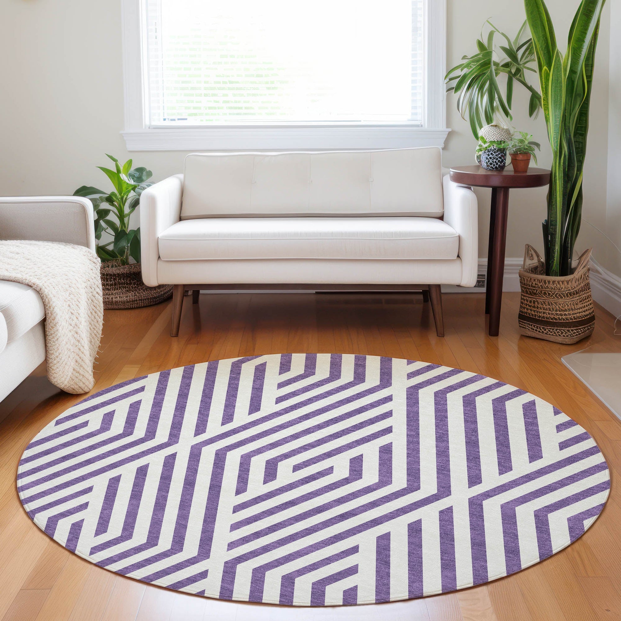 Addison Rugs Geometric Purple Washable Indoor-Outdoor Rug