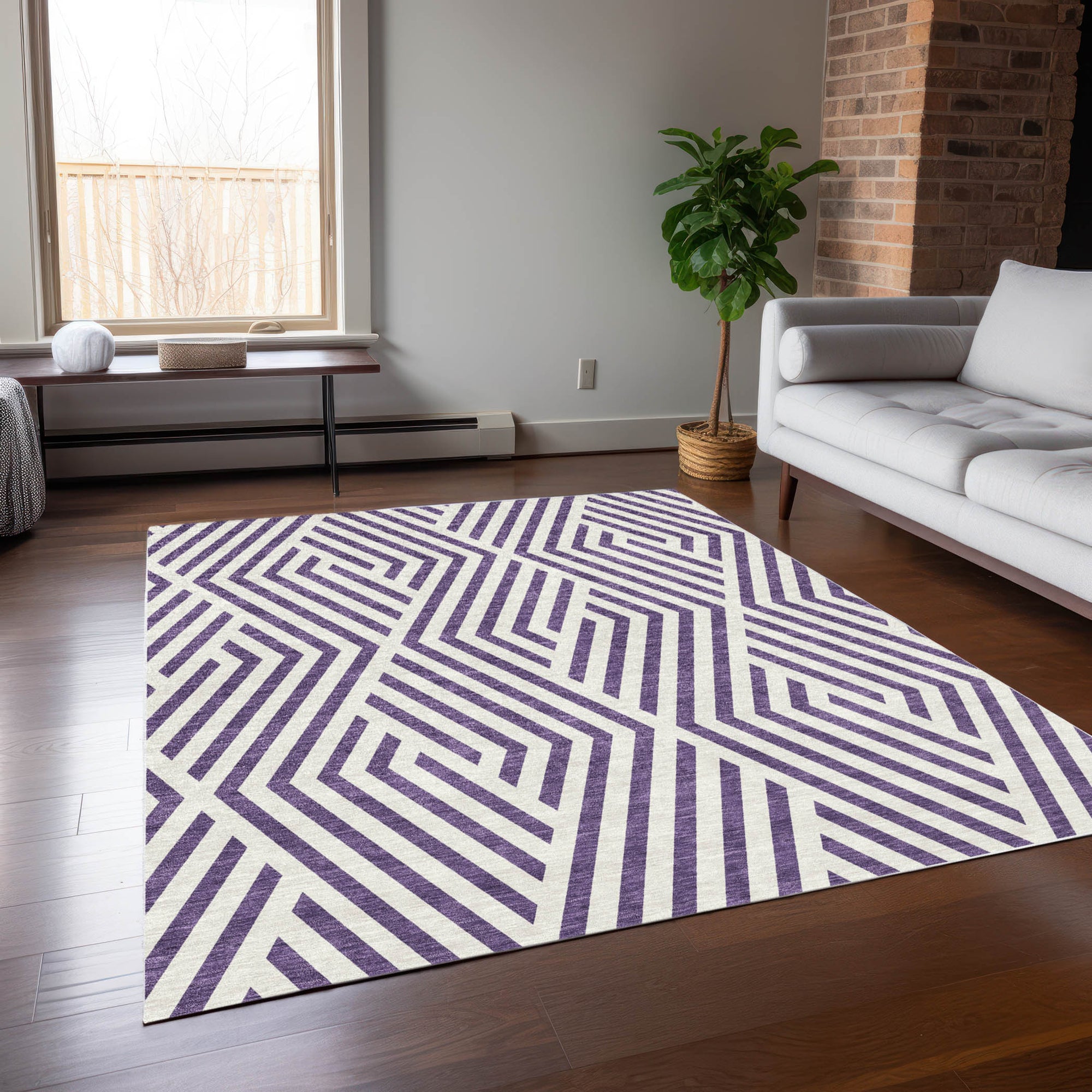 Addison Rugs Geometric Purple Washable Indoor-Outdoor Rug