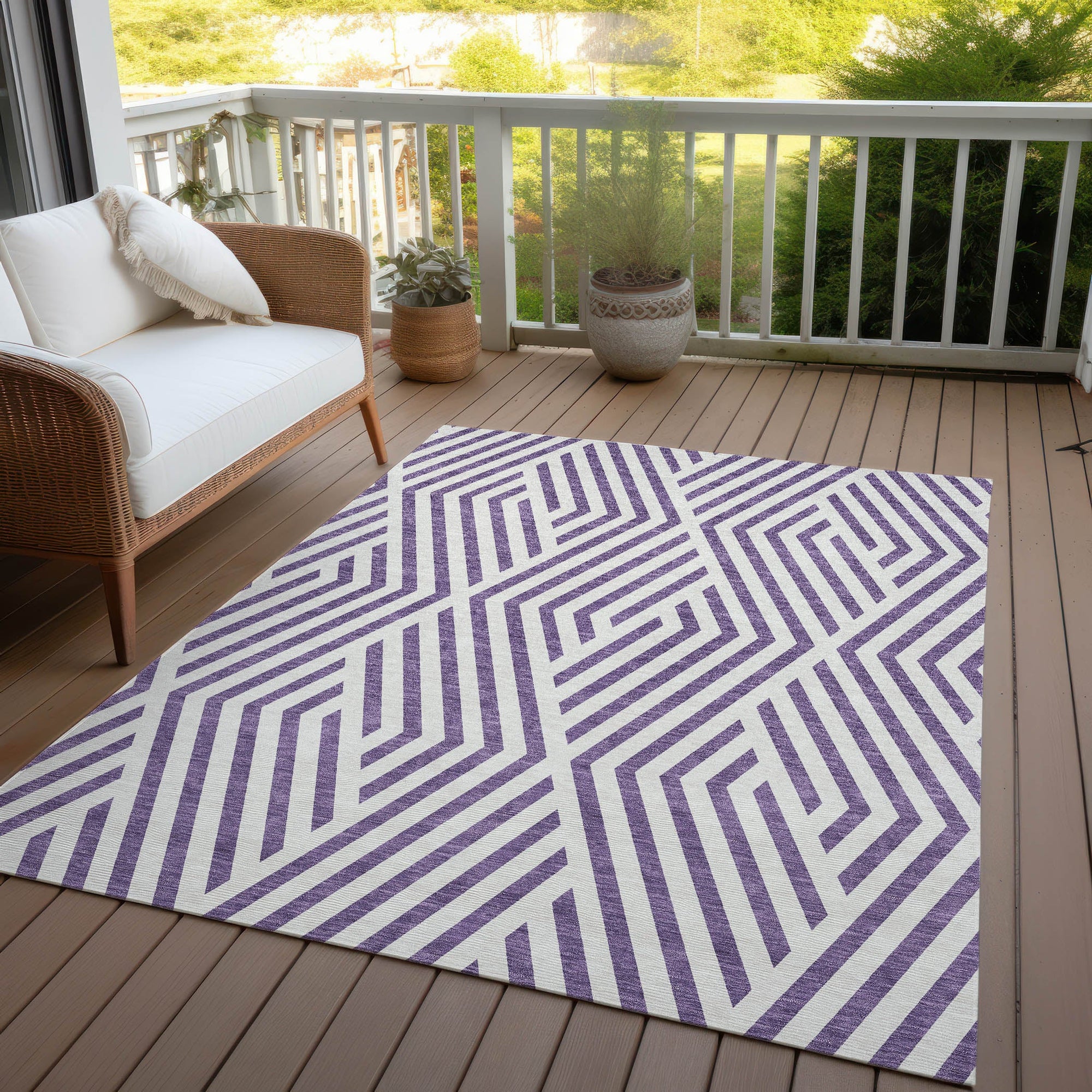 Addison Rugs Geometric Purple Washable Indoor-Outdoor Rug