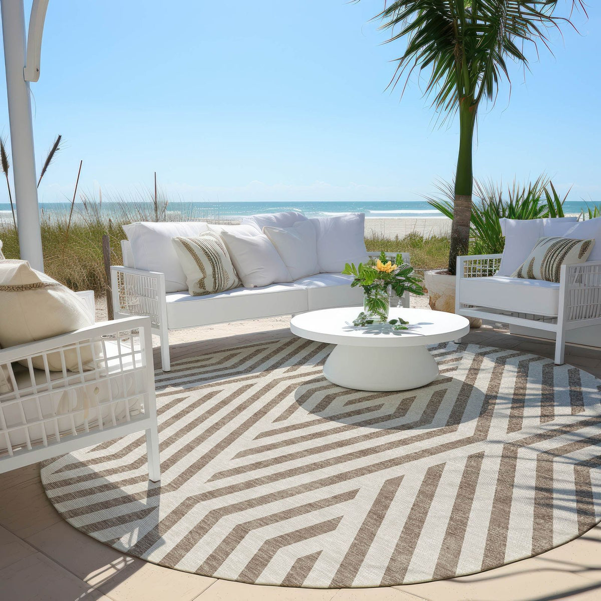 Addison Rugs Geometric Taupe Washable Indoor-Outdoor Rug