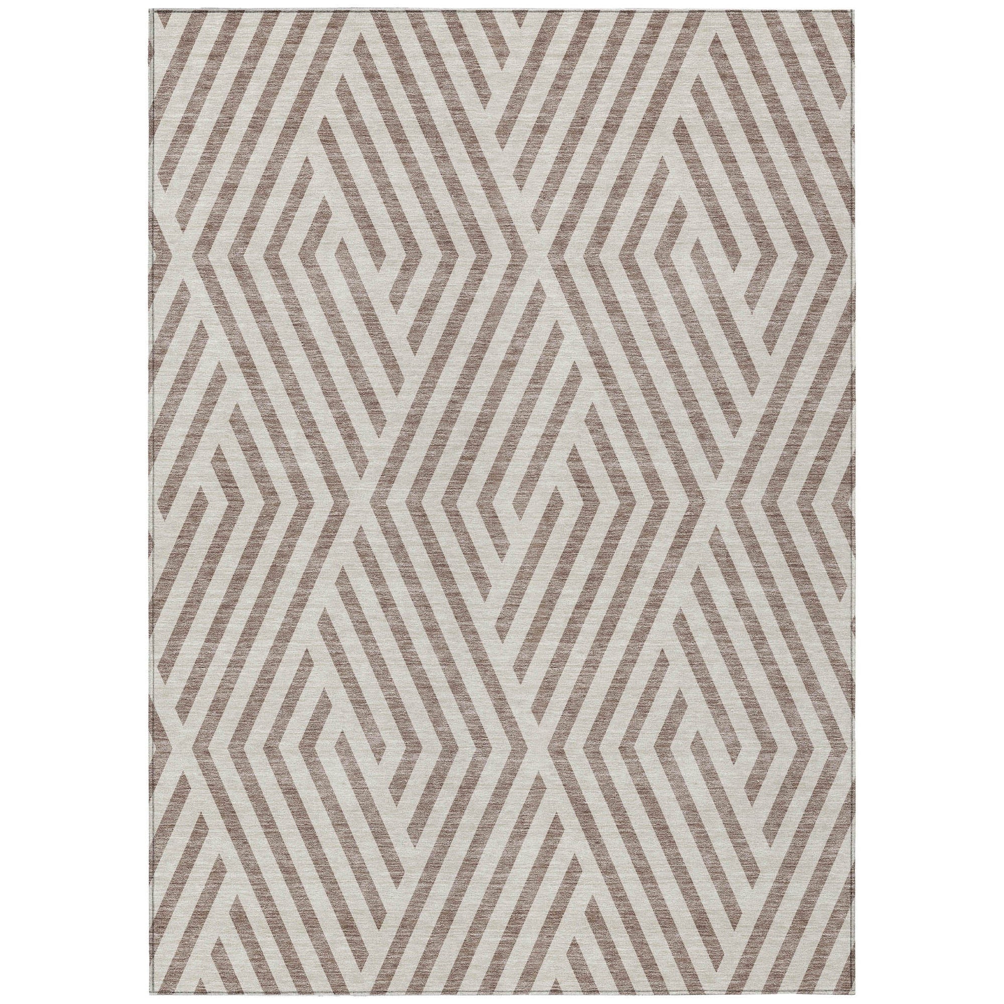 Addison Rugs Geometric Taupe Washable Indoor-Outdoor Rug