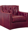 Henry Top Grain Red Leather Large Swivel Chair