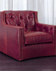 Henry Top Grain Red Leather Large Swivel Chair