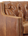 Brandy Top Grain Brown Leather Large Swivel Chair