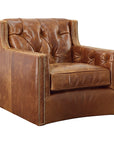 Brandy Top Grain Brown Leather Large Swivel Chair