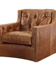 Brandy Top Grain Brown Leather Large Swivel Chair