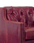 Henry Top Grain Red Leather Large Swivel Chair