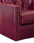 Henry Top Grain Red Leather Large Swivel Chair