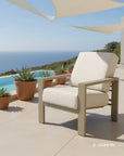 Telescope Larssen Deep Seat Cushion Outdoor Arm Chair with Fire Table Set 5PC