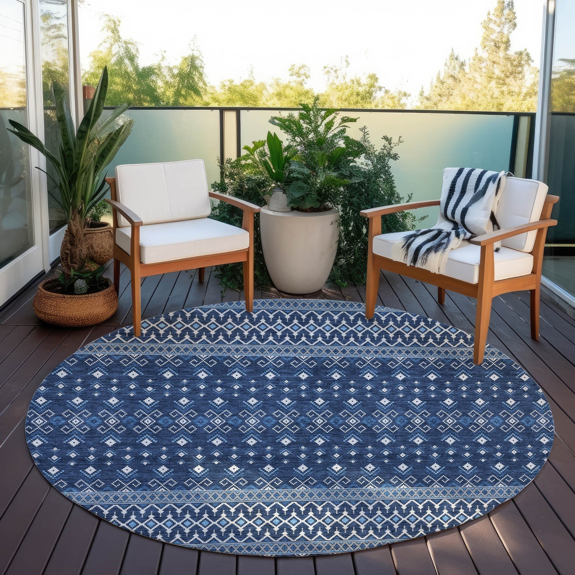 Addison Rugs Lazy Rivers Blue Washable Indoor-Outdoor Rug