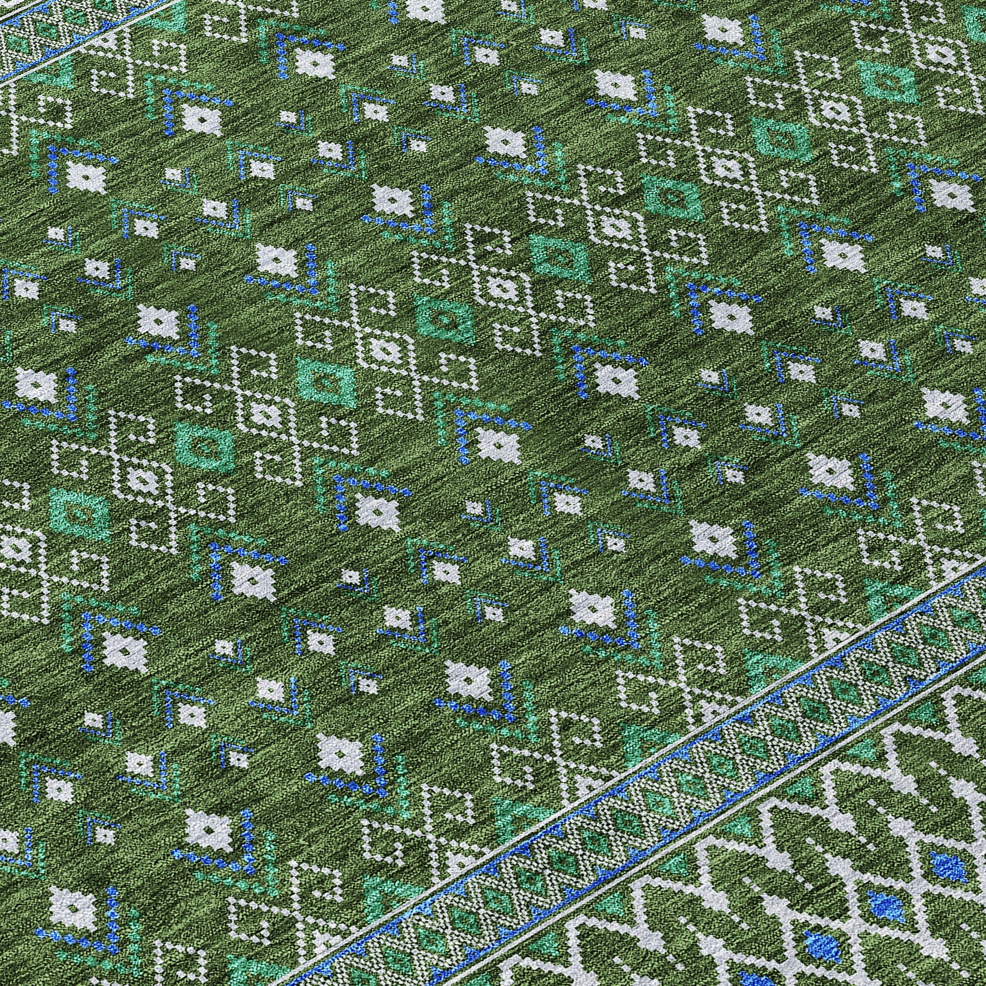 Addison Rugs Lazy Rivers Olive Washable Indoor-Outdoor Rug