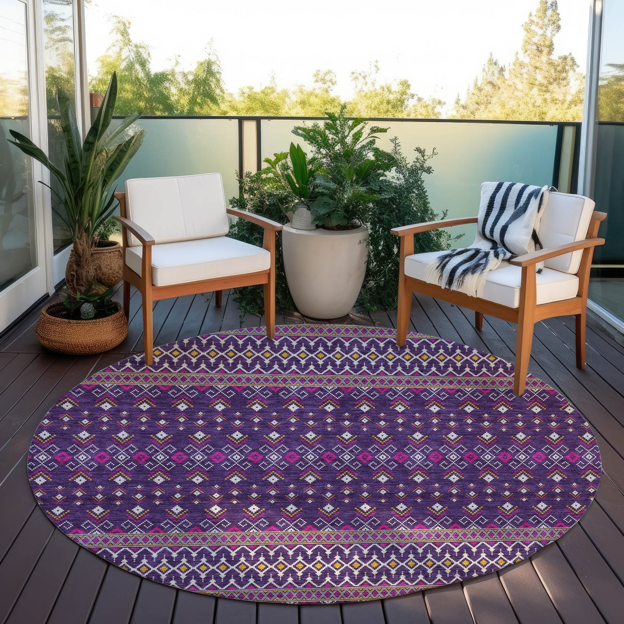 Addison Rugs Lazy Rivers Purple Washable Indoor-Outdoor Rug