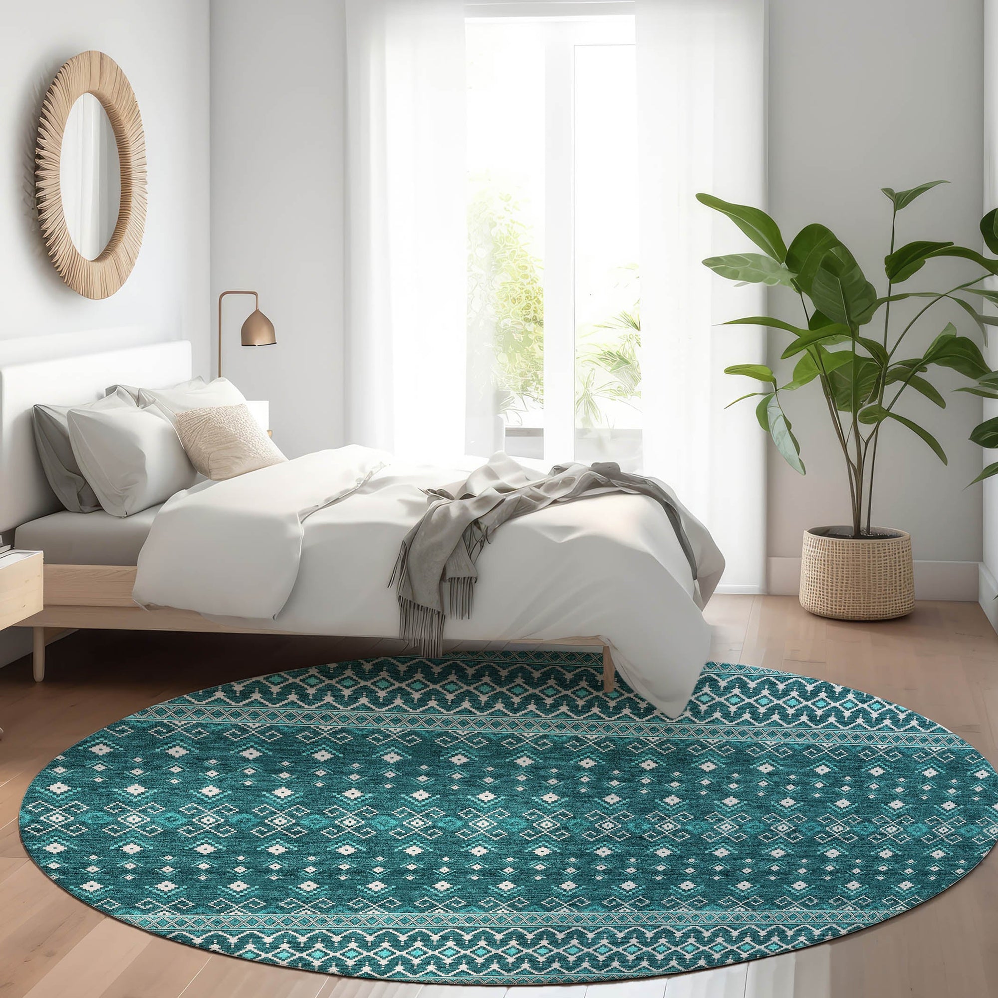 Addison Rugs Lazy Rivers Teal Washable Indoor-Outdoor Rug