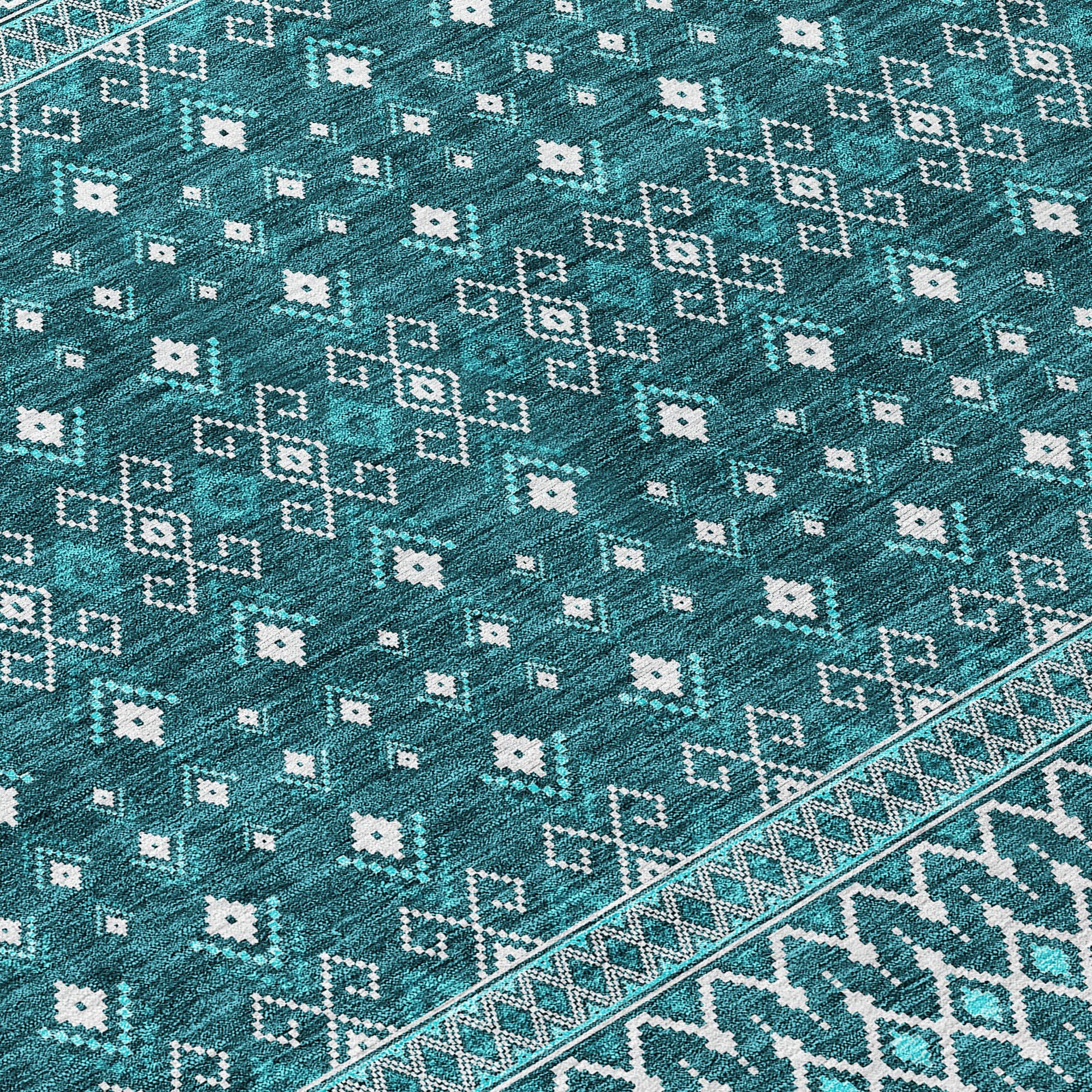Addison Rugs Lazy Rivers Teal Washable Indoor-Outdoor Rug
