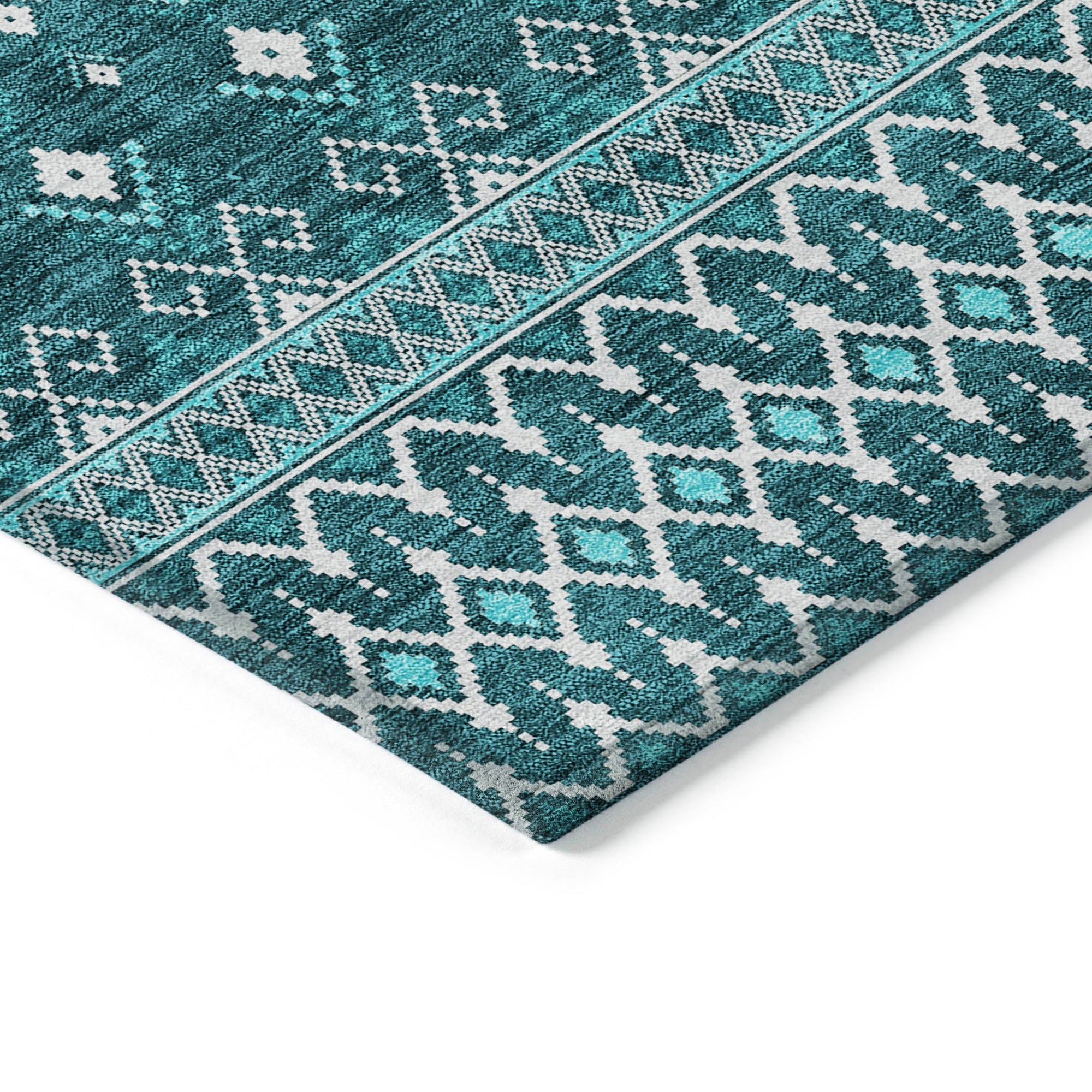 Addison Rugs Lazy Rivers Teal Washable Indoor-Outdoor Rug