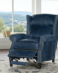Violin Navy Blue Genuine Leather Power Recliner