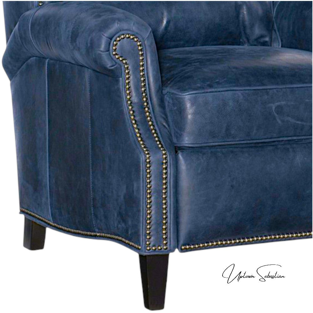 Uptown Sebastian Violin Navy Blue Genuine Leather Power Recliner