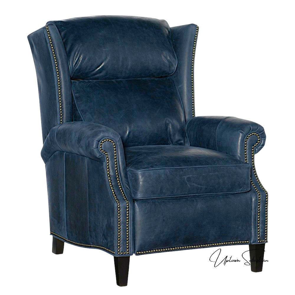 Uptown Sebastian Violin Navy Blue Genuine Leather Power Recliner