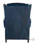 Violin Navy Blue Genuine Leather Power Recliner