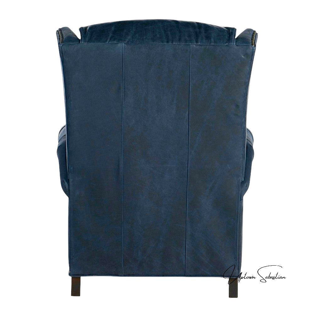 Uptown Sebastian Violin Navy Blue Genuine Leather Power Recliner