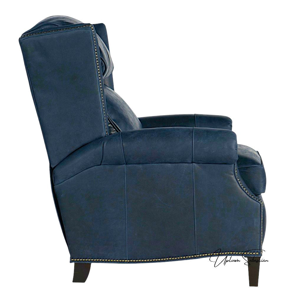 Uptown Sebastian Violin Navy Blue Genuine Leather Power Recliner