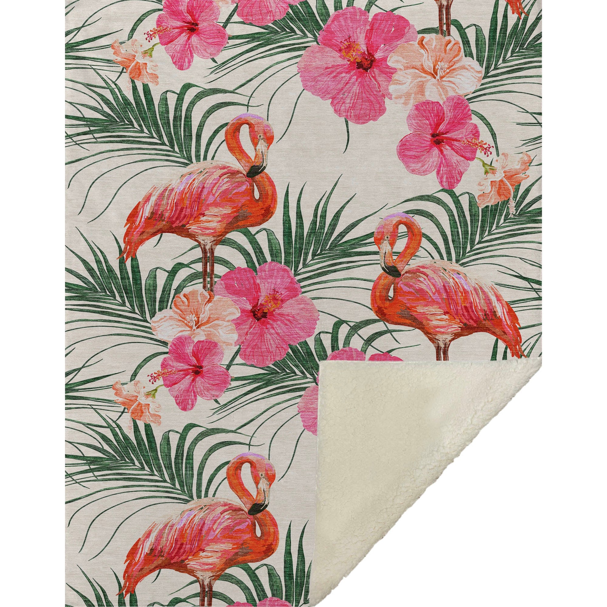 Addison Rugs Leaves &amp; Flamingos 50" x 70" Throw Blanket