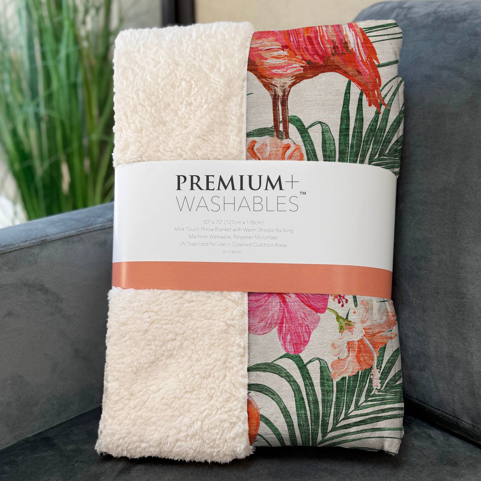 Addison Rugs Leaves &amp; Flamingos 50" x 70" Throw Blanket