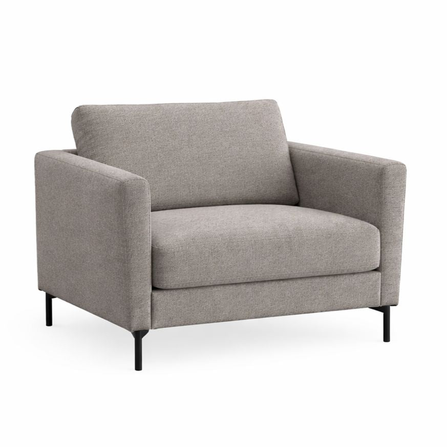 LOOMLAN Custom Upholstery Maison Elegant High Armrest Fabric &amp; Leather Accent Chair