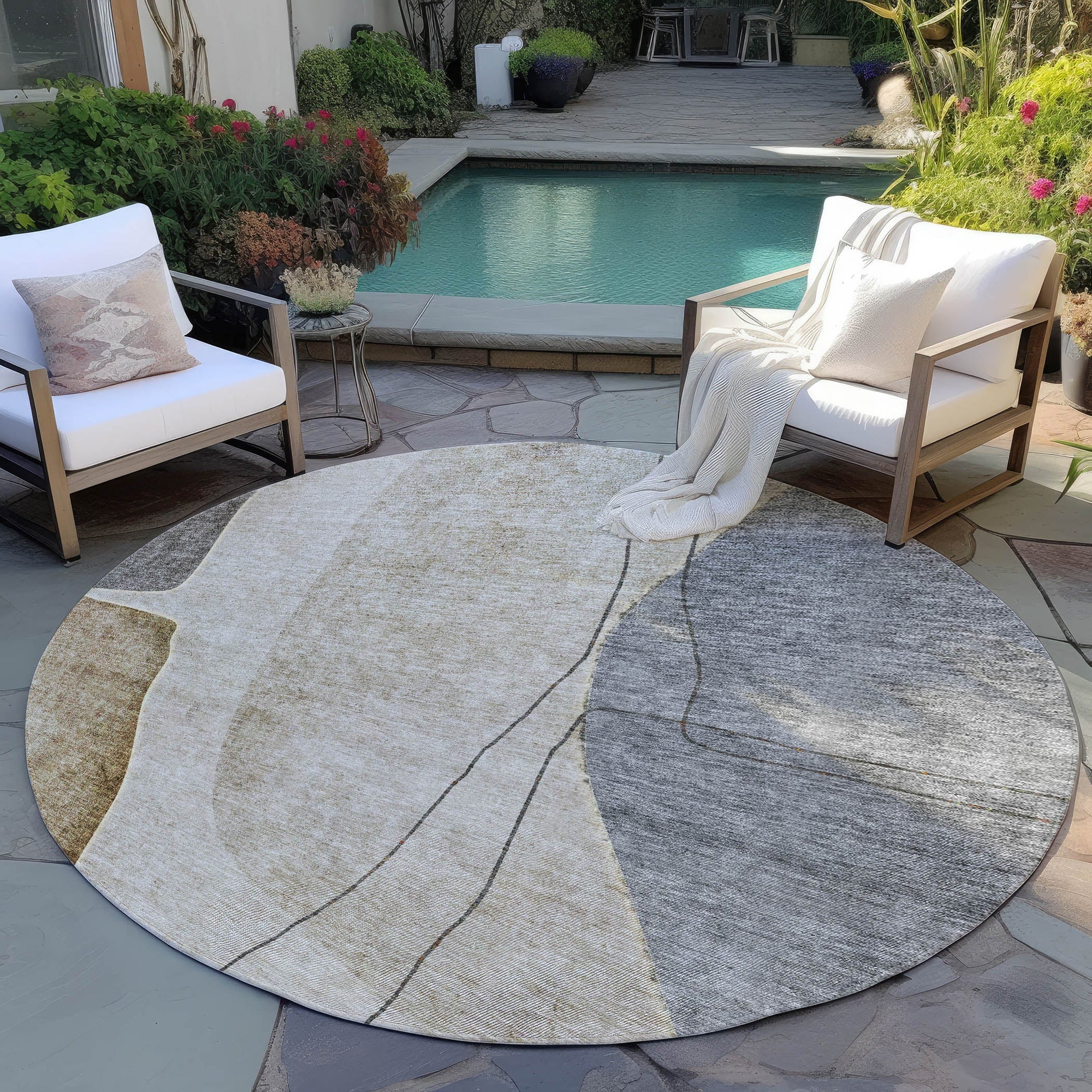 Addison Rugs Modern Taupe Washable Indoor-Outdoor Rug
