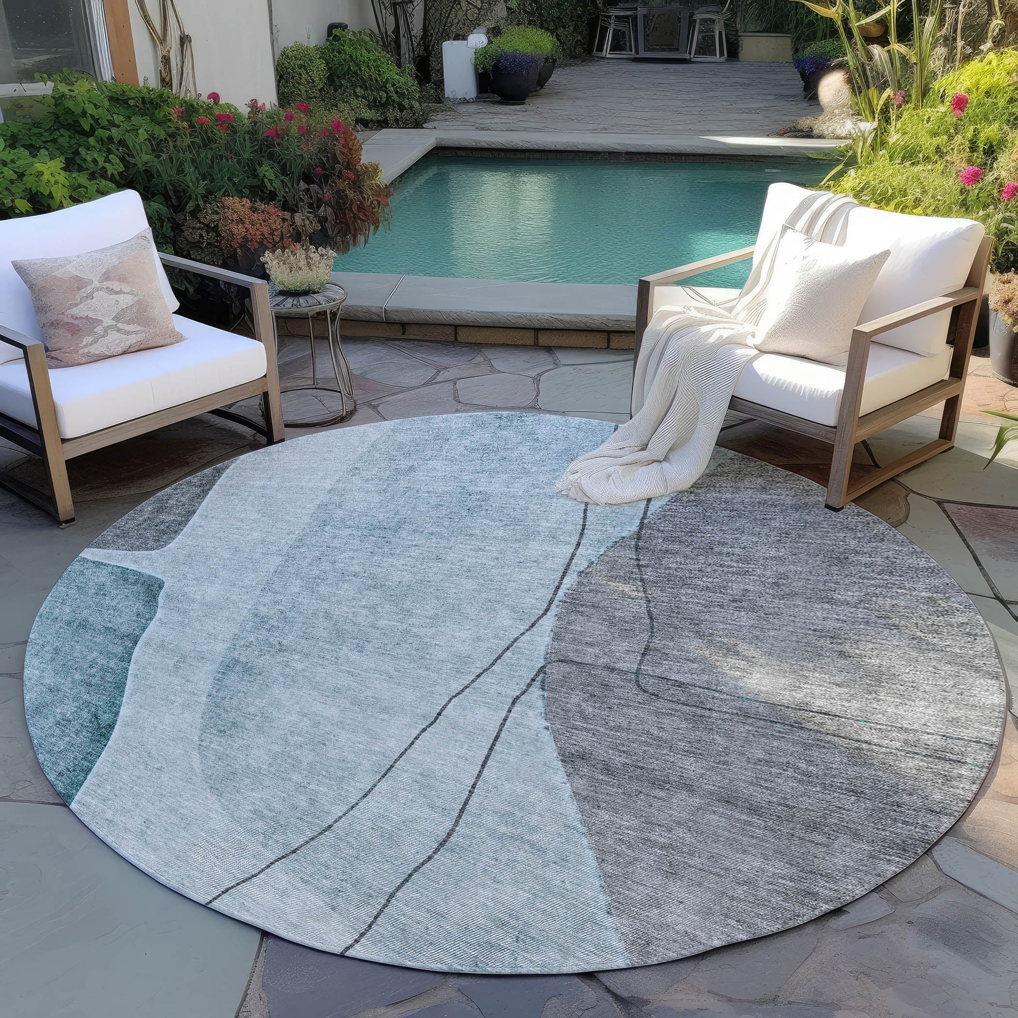 Addison Rugs Modern Teal Washable Indoor-Outdoor Rug