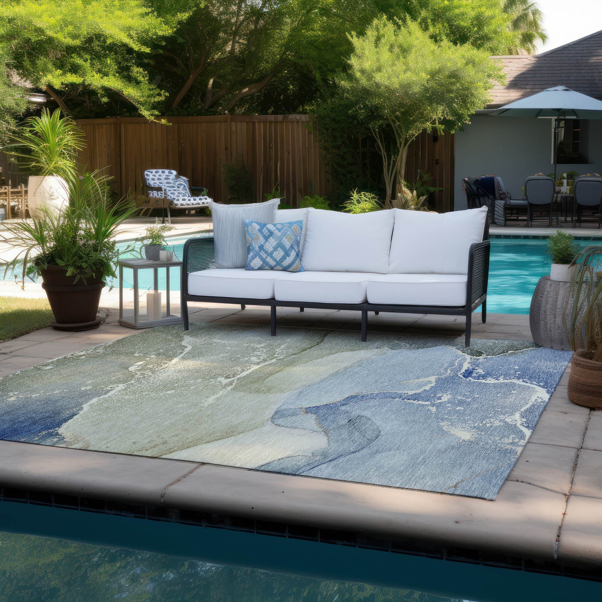 Addison Rugs Muted Whispers Blue Washable Indoor-Outdoor Rug