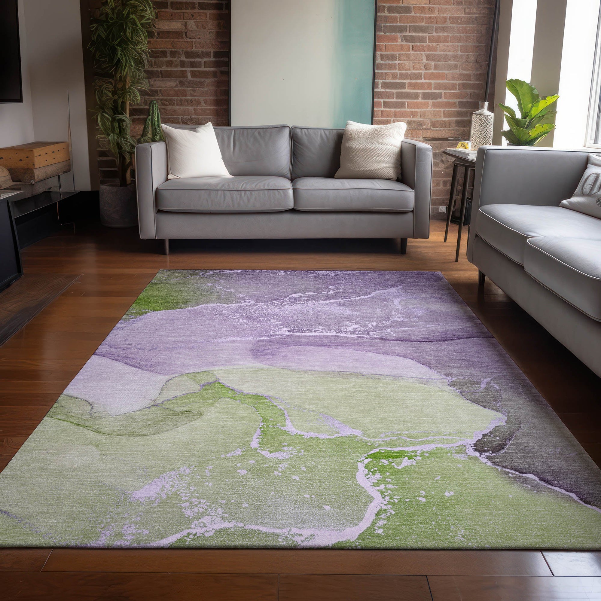 Addison Rugs Muted Whispers Purple Washable Indoor-Outdoor Rug