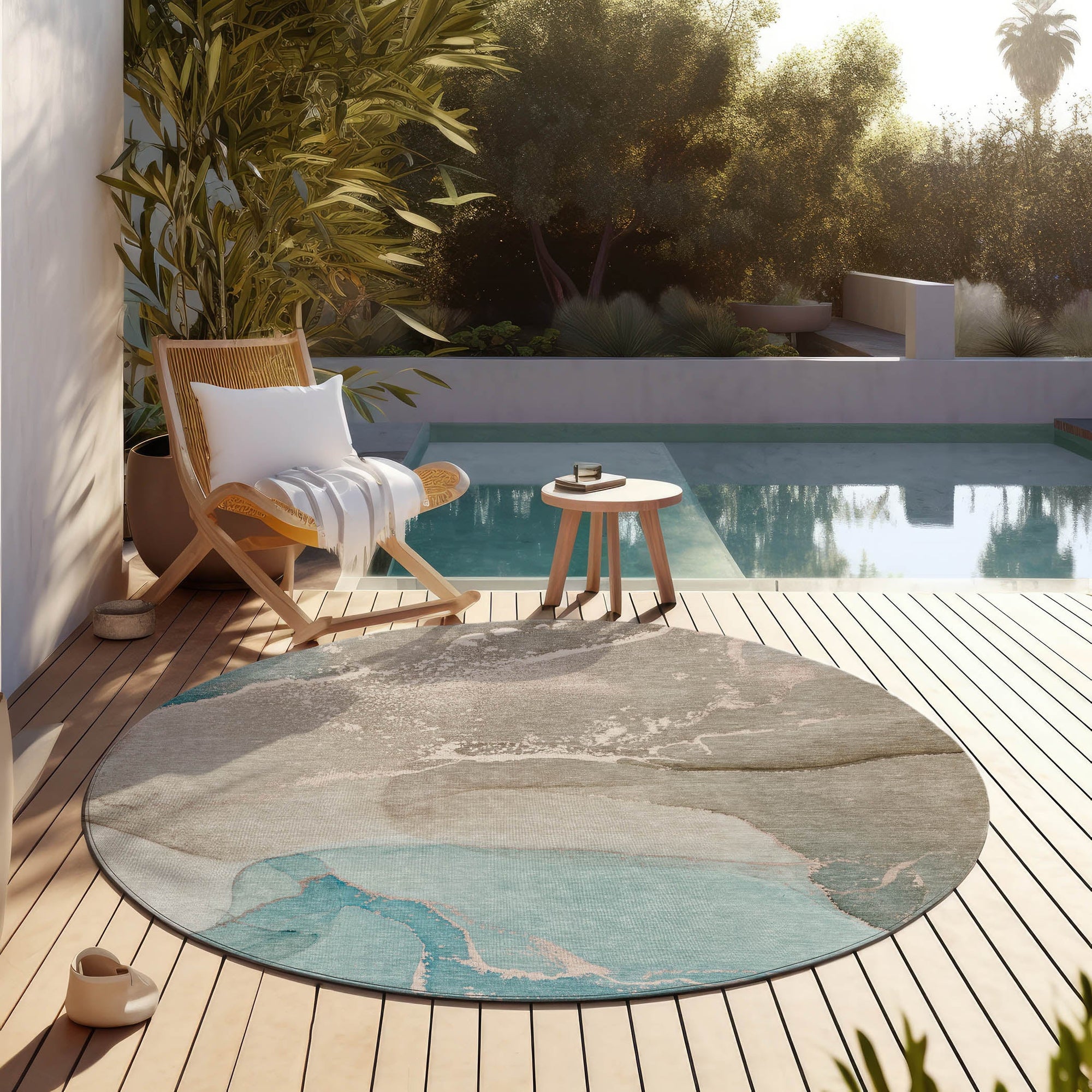 Addison Rugs Muted Whispers Teal Washable Indoor-Outdoor Rug