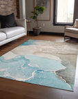 Addison Rugs Muted Whispers Teal Washable Indoor-Outdoor Rug