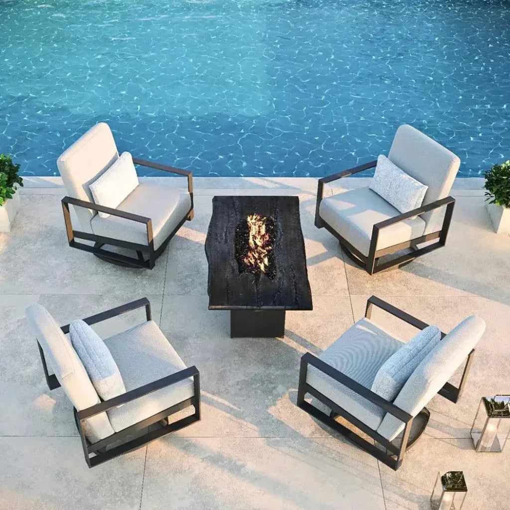 Nature's Wood Rectangle Firepit Table