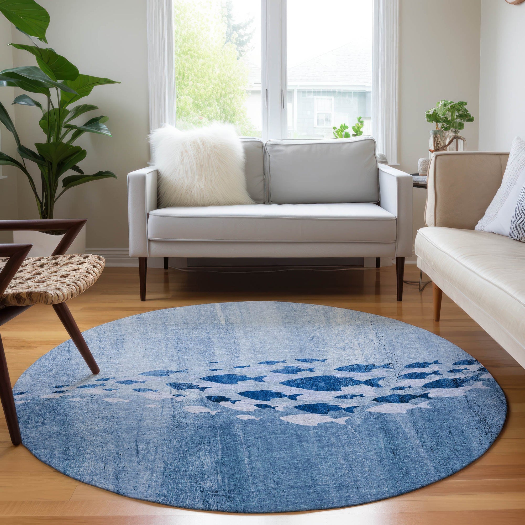 Addison Rugs Nautical Blue Washable Indoor-Outdoor Rug