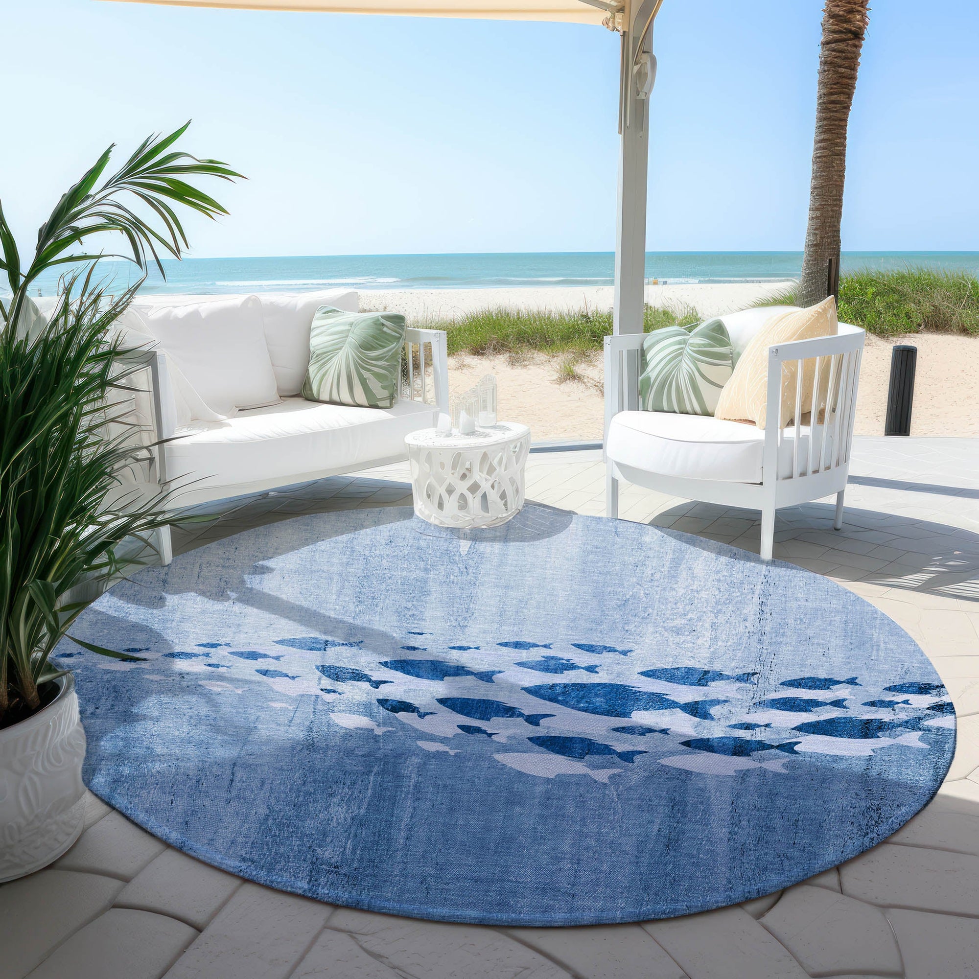 Addison Rugs Nautical Blue Washable Indoor-Outdoor Rug